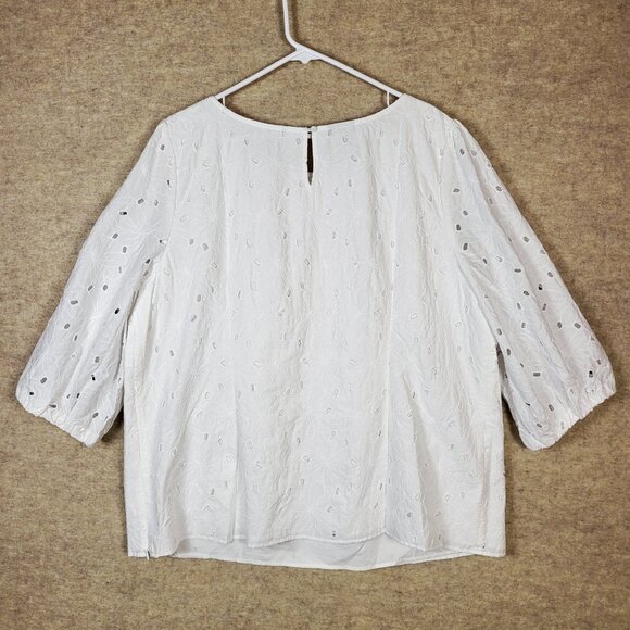 Talbots Plus Women's Eyelet Lace Top, Size 18W NWT White Summer Blouse - Picture 2 of 12